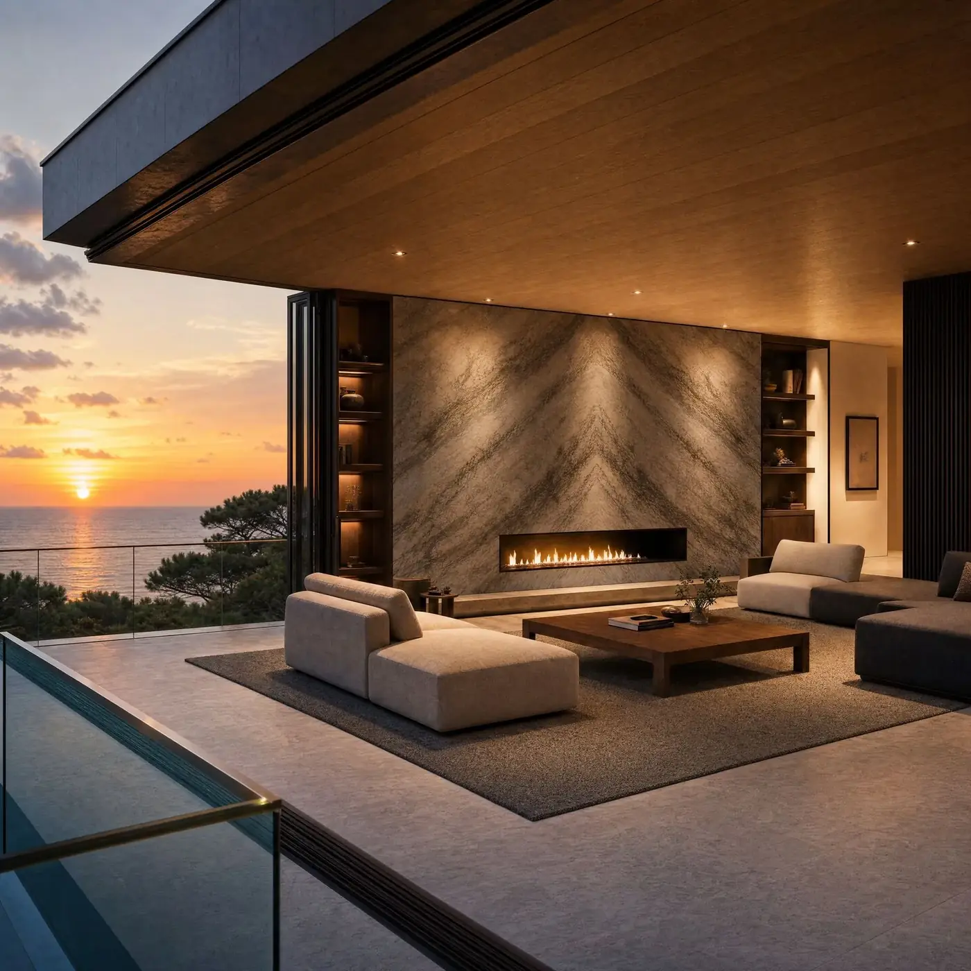 KORU — Living & fireplace